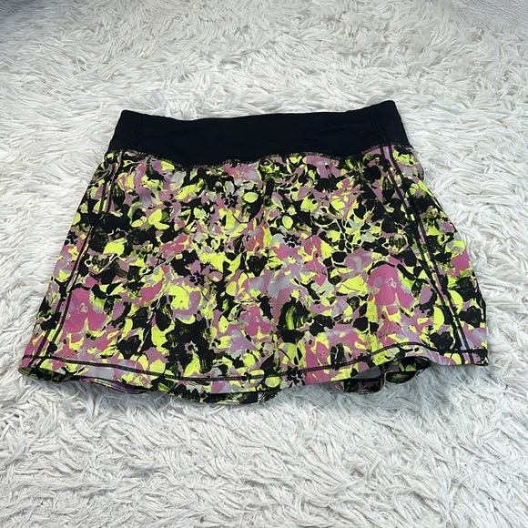Lululemon Pace Rival Mid-Rise Skirt *Tall Inflected Highlight Yellow Multi Black - Picture 1 of 7